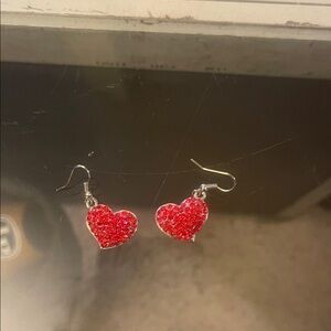 Heart-Shaped Red Earrings